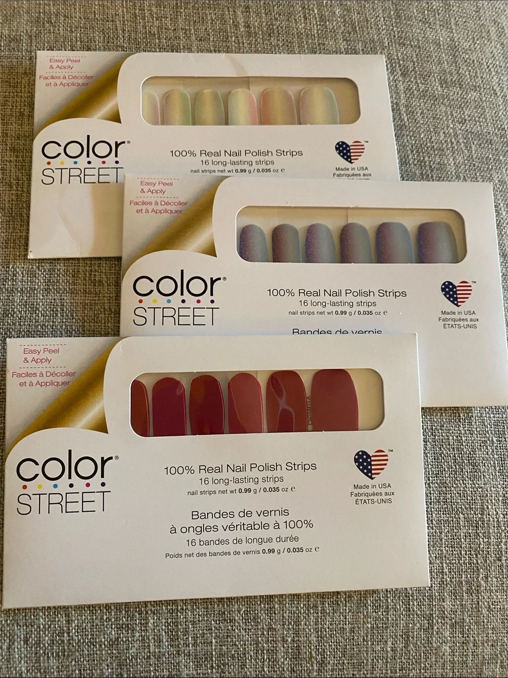 Color Street Multicolor & Red Nail Polish Strip Set